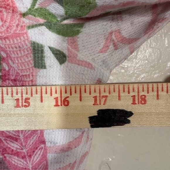 Whimsy Rose Shirt Womens Medium Pink Floral Bird Print Baby Waffle Top - Picture 6 of 7